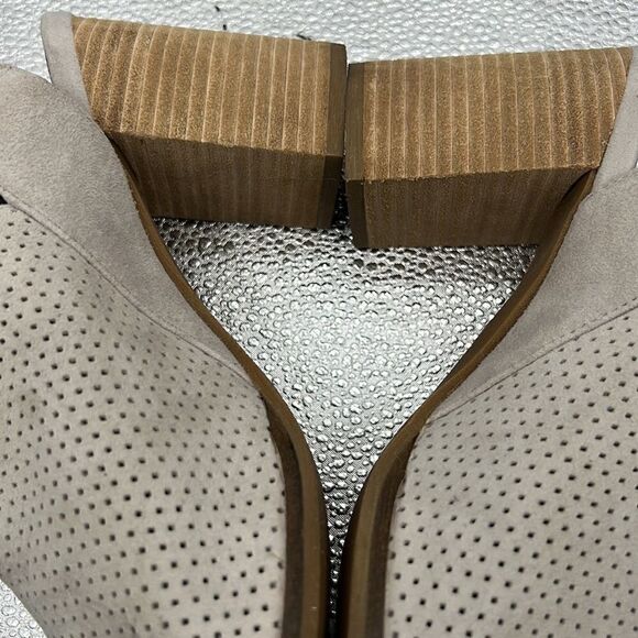 Cole Haan Calista sesame perforated suede block heel shoes - Picture 6 of 11